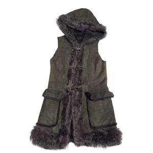 Trilogy Lamb Shearling Hooded Vest SZ XS